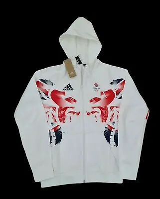 Buy Adidas Team GB Olympics Mens White Hoodie Size UK 36 - 38  Chest FS0115 • 73.73£