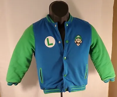 Buy Character Themed Jacket Youth Kids Super Mario Luigi Snap Quilted Multicolor 7/8 • 14.88£