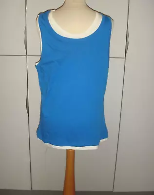 Buy ASOS Mens Cobalt Blue & White Double Layer Sleeveless Vest Top Size M • 7£