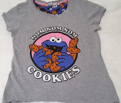 Buy Cookie Monster Grey Pyjama Top Size 10-12 Love To Lounge Sesame Street • 0.99£