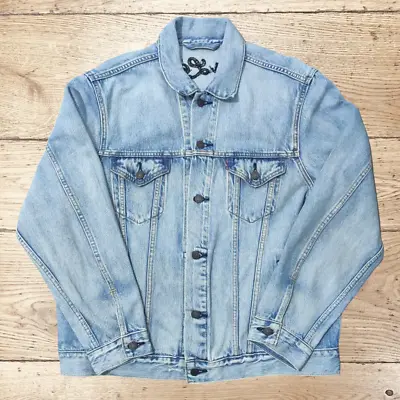 Buy Unique Levis Denim Jacket Mens Size Large Blue Cotton Customised Trucker Jacket • 19.95£