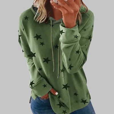 Buy Women Print Hoodies Hooded Sweatshirt Long Sleeve T Shirt Tops Pullover Size 20 • 15.49£