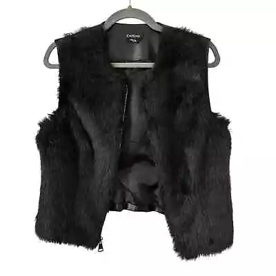 Buy Bebe Faux Fur Vest Vegan Leather Fuzzy Zip Up Edgy Fun Biker Black Medium • 27.96£