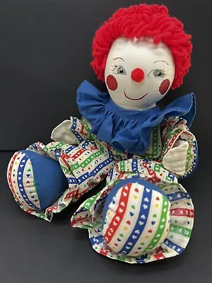 Buy 1950s Rag Doll Toy Clown Raggedy Anne Style Painted Face Heart Red Yarn Granny • 9.45£