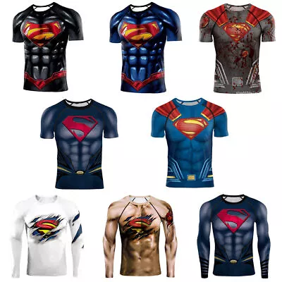 Buy Superman Man Of Steel 3D T-Shirts Cosplay Superhero Mens Quick Dry Sport Top Tee • 14.28£