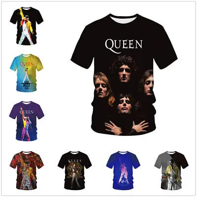 Buy 3D Freddie Mercury Queen Unisex Casual T-Shirt Women Men Kids Short Sleeve Tops • 14.82£