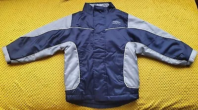 Buy Navy Blue Grey Lined Sports Boys Jacket 5-6 Years 122 Cm Umbro NEW Hidden Hood • 6.99£