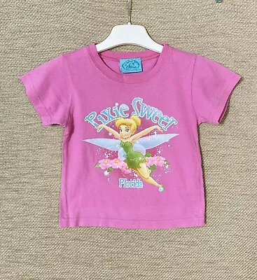 Buy Girls Disney Fairies Pink Tinkerbell Short Sleeve T Shirt Cotton Top Age 2 • 6.99£