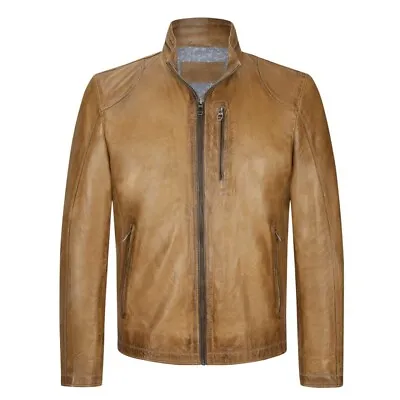 Buy Milestone Men's Leather Jacket Msedward Braun 41103020315 23 Light Cognac • 249.44£