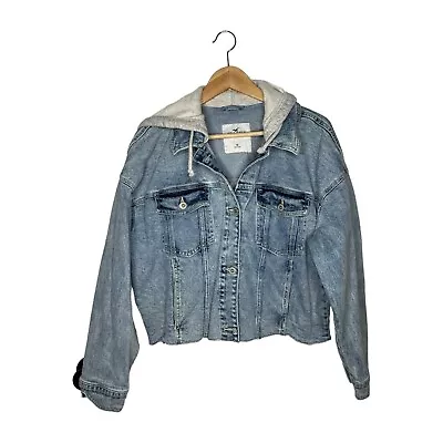 Buy Hollister Cropped Relaxed Fit Jean Jacket With Hood Size M • 23.13£