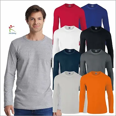 Buy Gildan Mens Softstyle Long Sleeve T Shirts Casual Plain Cotton Tee Top Shirts  • 6.87£
