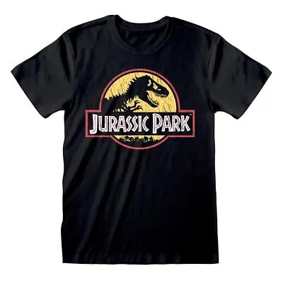 Buy Jurassic Park Distressed Original Logo Black T-Shirt - Dinosaur Movie Merch • 10£