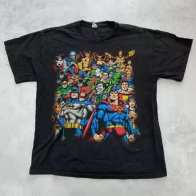 Buy Vintage T Shirt Mens Large Black DC Justice League Graphic Print Y2K • 10£