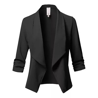 Buy Plus Size Women Collar Suit Jacket Coat Blazer Ladies 3/4 Sleeve Cardigan Top • 15.78£