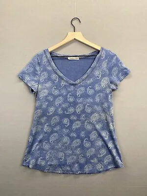 Buy Curious Gypsy Womens Blue Shirt Short Sleeve V-Neck Paisley Pattern No Size • 13.02£