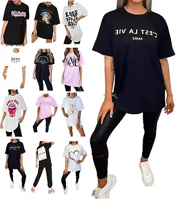Buy Women's T-shirt Tee Baggy Fit Short Sleeve Ladies Slogan T Shirt Oversized Tops • 7.99£