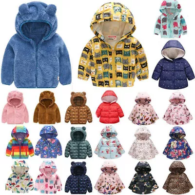 Buy Toddler Baby Kids Boys Girls Winter Warm Hooded Coat Jacket Outwear Overcoat HOT • 8.79£