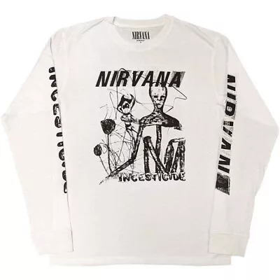Buy Nirvana 'Incesticide' White Long Sleeve T Shirt - NEW • 21.99£