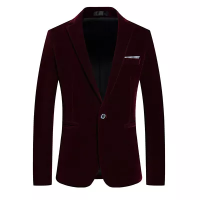 Buy Men Jacket Coat Fit Velvet Blazer Slim Luxury Suit Formal Wedding Casual Party  • 38.99£