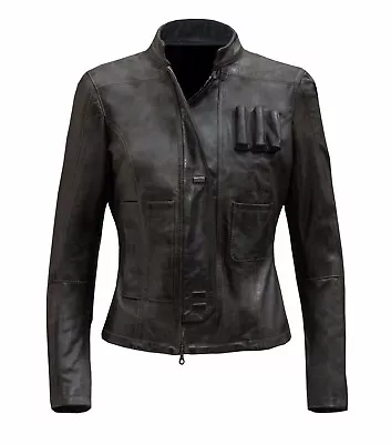 Buy Women's Han Solo Star Wars The Force Awakens Distressed Brown Leather Jacket • 144.52£