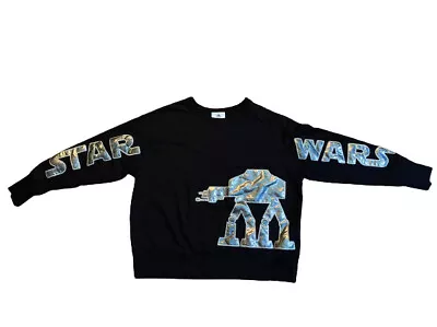 Buy Disney Women M Star Wars At-At Walker Iridescent Sweatshirt Black Embroider RARE • 34.10£