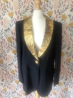 Buy Vintage 80’s Mario Borsato Black Tiger Collar Jacket Couture Small • 50£