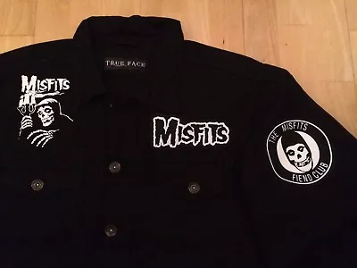 Buy Misfits Fiend Club Crimson Ghost Black Denim Battle Jacket/Cut-Off Punk XS-6XL • 70.99£