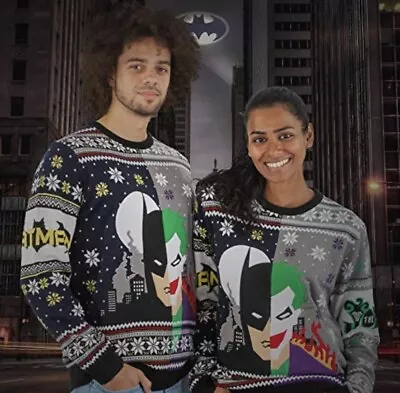Buy Batman Vs The Joker Ugly Christmas Xmas Jumper Sweater By Numskull Rare • 50£