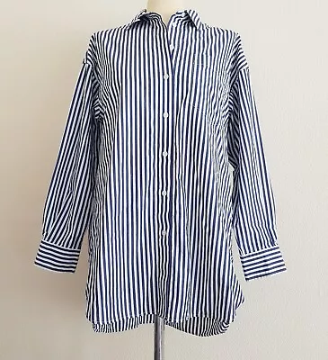 Buy UNIQLO Blue & White Stripe Cotton Oversized Shirt XS • 19.99£