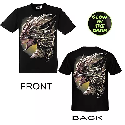 Buy Men Gothic T-shirt Dragon   Glow In Dark Both Side Print By WILD • 5.99£