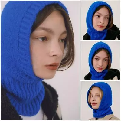 Buy Warm Snood Collar Windproof Balaclava Hat Hooded Scarf Knitted Hat Beanie Cap • 9.19£