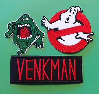 Buy Ghostbusters Patch Set Ghost Logo, Slimer & Venkman Name Tag Iron Or Sew On NEW • 11.99£