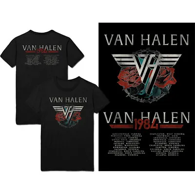Buy VAN HALEN  -  Unisex T- Shirt -  84 Tour (Back Print)  - Red Cotton  • 17.49£