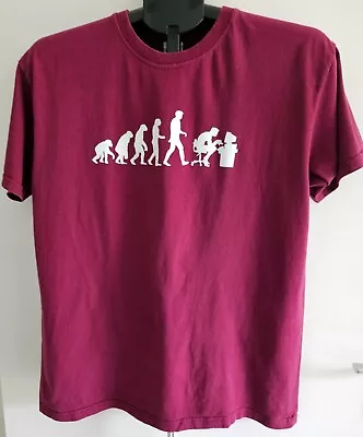 Buy Evolution Of A Gamer Tshirt. Burgundy. Size Medium • 7.99£