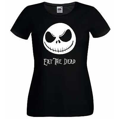 Buy Ladies Black Jack Skellington Eat The Dead Christmas Nightmare Halloween T-Shirt • 11.01£
