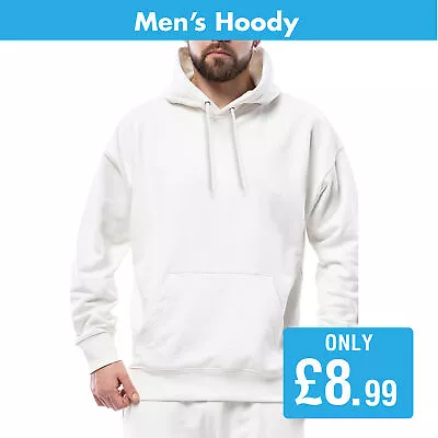 Buy Mens Hoodie Pullover Hooded Sweatshirts Fleece Hoody Jumper White Size S-XL • 8.99£