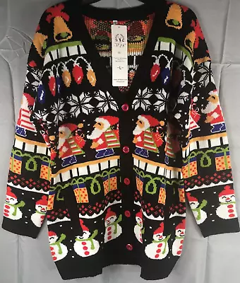 Buy V28 Womens Sweater Cardigan Ugly Christmas Santa Snowman Sz M • 20.80£