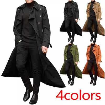 Buy Mens Long Jacket Cardigan Casual Trench Cloak Cape Coat Outwear Solid Color • 16.66£