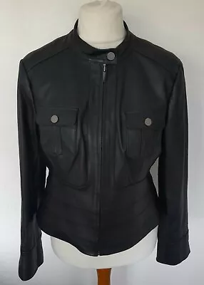 Buy NEXT - REAL LEATHER Jacket BLACK Size 12/14 - STUNNING • 59.99£