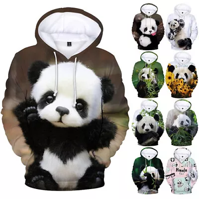 Buy Cute Animal Panda Long Sleeve Women Men 3D Print Hoodies Pullovear Sweatshirts • 20.39£
