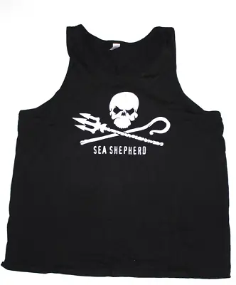 Buy Black Sea Shepherd Singlet Organic Cotton -Support Whale Navy Ocean Conservation • 12.54£