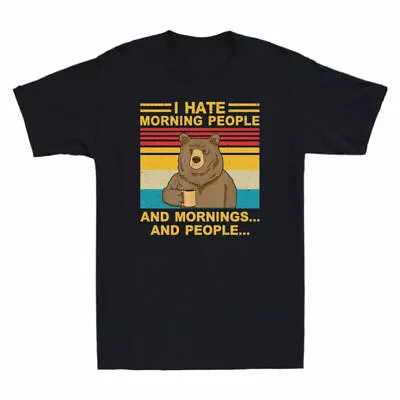 Buy People Morning Mornings Vintage Hate People Bear I And And Camping T-shirt Men's • 14.99£