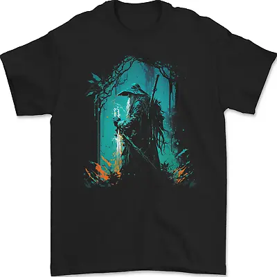 Buy A Wizard In A Fantasy Forest Warlock Mens T-Shirt 100% Cotton • 10.48£