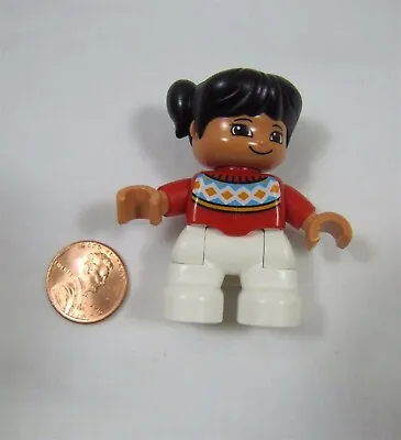 Buy LEGO DUPLO TODDLER GIRL DAUGHTER Black Hair Red Sweater Christmas Sweater • 3.76£