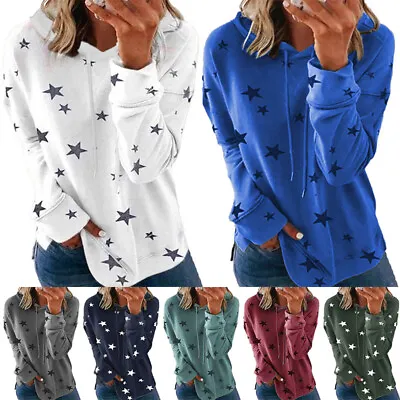 Buy Ladies Sweatshirt Stars Print Hoodies Women Casual Long Sleeve Gym Hooded Tops • 15.20£