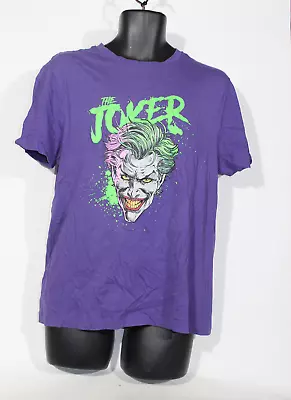 Buy Batman Joker T-Shirt Large Purple Short Sleeve Cotton Graphic Print Mens • 11.99£