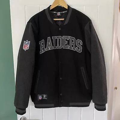 Buy NFL RAIDERS Bomber Varsity Jacket Size Large X Primark Las Vegas Great Condition • 49.95£
