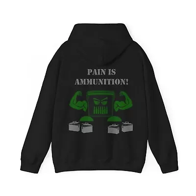 Buy Gym Hoodie - Wikki Designs - Pain Is Ammunition - Gymrats Fitness - S/m/l/xl/xxl • 31.99£