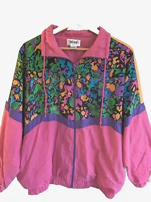 Buy Retro Vintage Rave Jacket Windbreaker Sweatshirt Multicolour 80s Streetwear • 18.99£