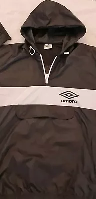 Buy Mens Umbro Overhead Jacket Windbreaker  Black 1/4 Zip RainCoat Size XL Oversized • 14.99£